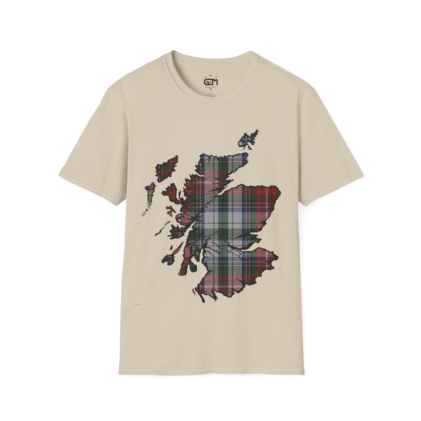 Scotland Tartan Map Softstyle Unisex T-Shirt, Stewart Tartan, Various Colours