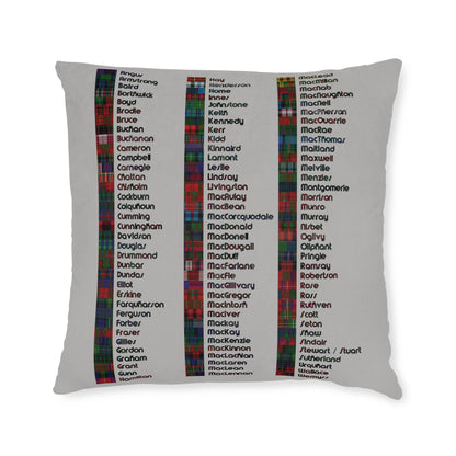 Reversible Square Cushion : Scottish Map of Clans Tartan, Various Sizes