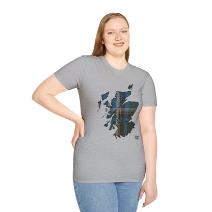 Tartan Scotland Map Softstyle Unisex T-Shirt - Anderson Old Tartan Tee