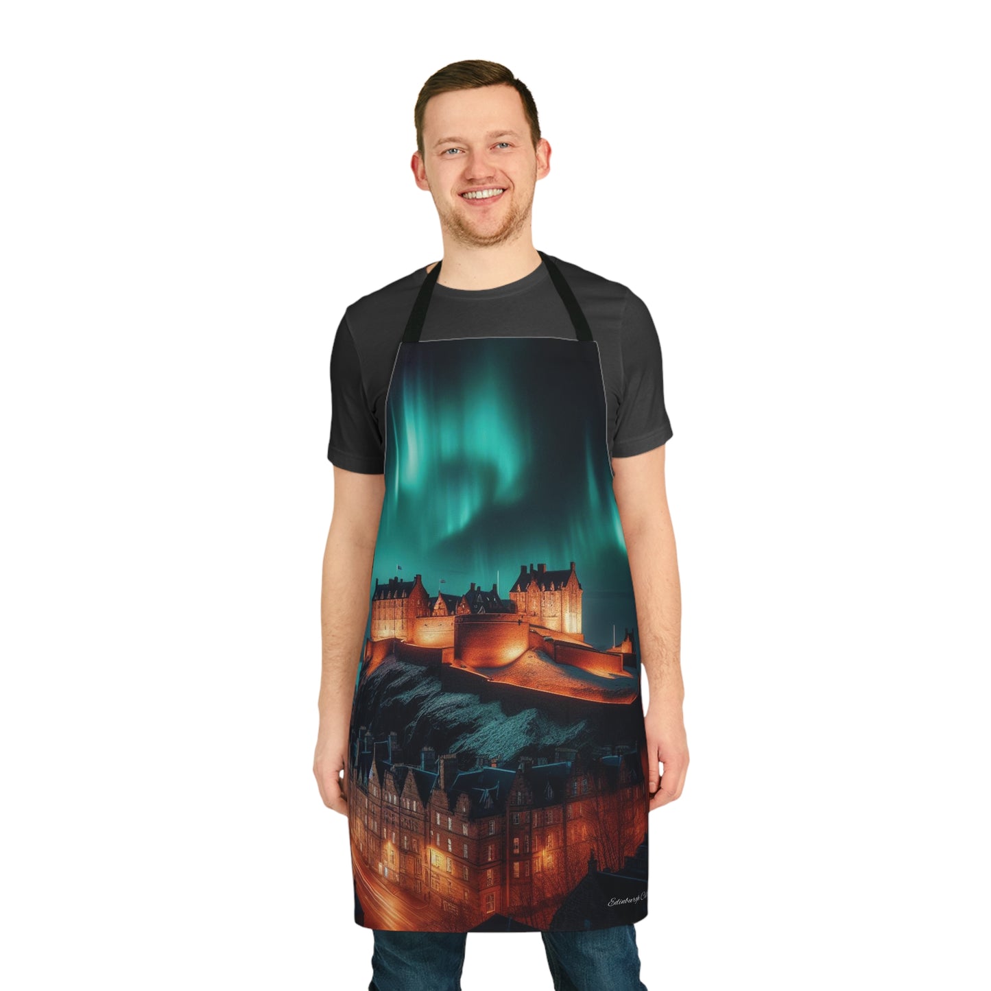 Edinburgh Castle Northern Lights Apron, Scotland Apron, Scottish Art, Scotland Landmarks, Cooking Apparel, Chef Accessory, Edinburgh