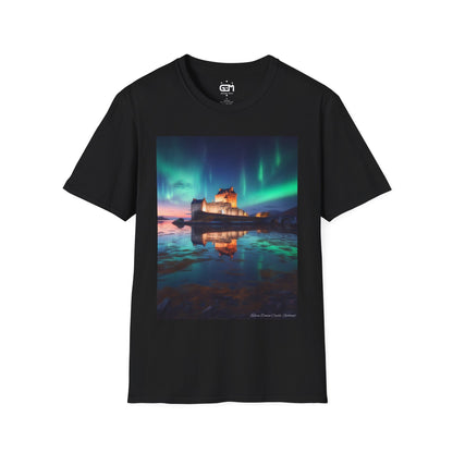 Eilean Donan Castle with Northern Lights Softstyle Unisex T-Shirt, Scotland Tee