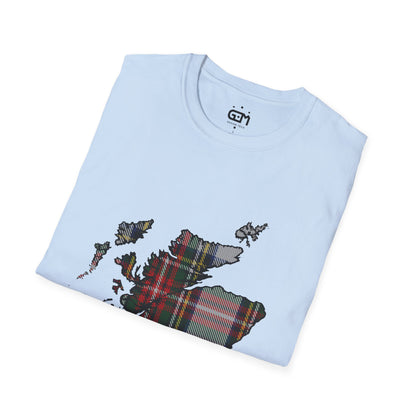 Scotland Tartan Map Softstyle Unisex T-Shirt - Stewart Dress Tartan Tee