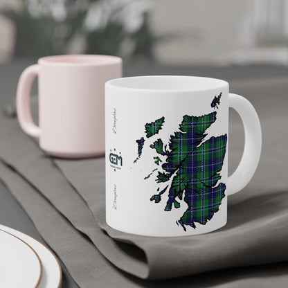 Scotland Tartan Map Mug - Douglas Tartan, Various Sizes