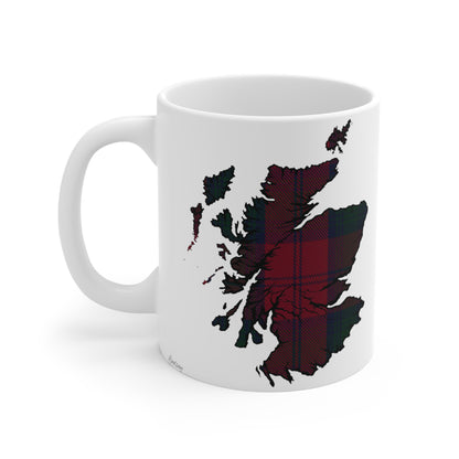 Scotland Map Mug 11oz, Lindsay Tartan