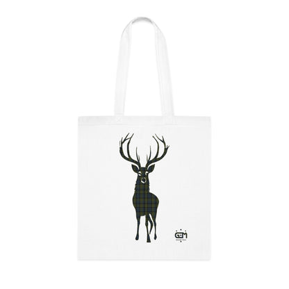 Reversible Scotland Tartan Stag Cotton Tote Bag - Campbell Tartan