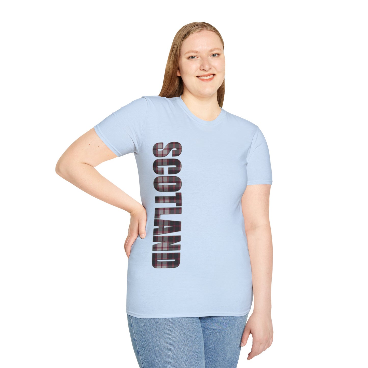 Scotland Lettering MacPherson Tartan Softstyle T-Shirt, Unisex Tee, Various Colours