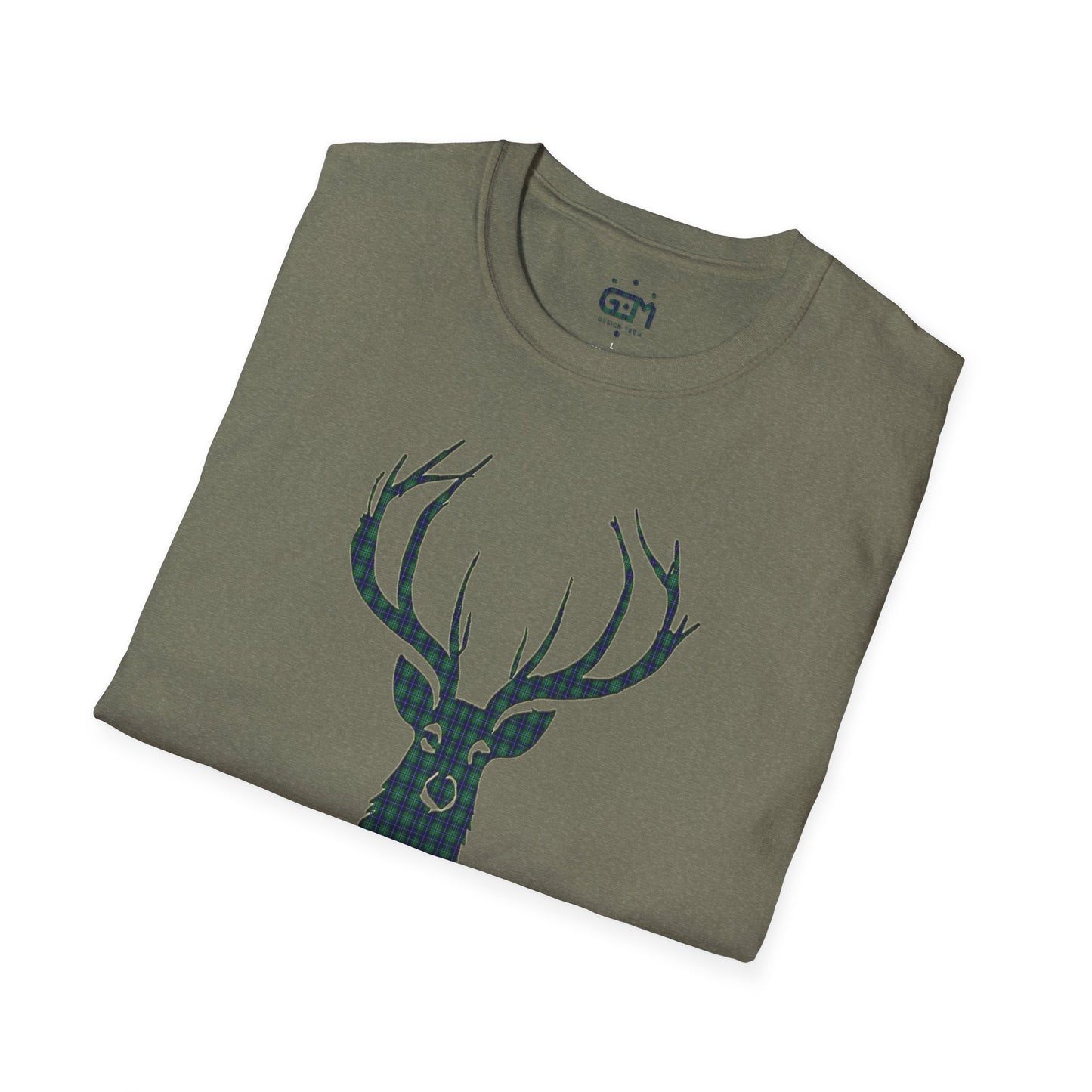 Tartan Stag Softstyle T-Shirt - Douglas Tartan, Unisex Tee, Scottish Scenery, Various Colours