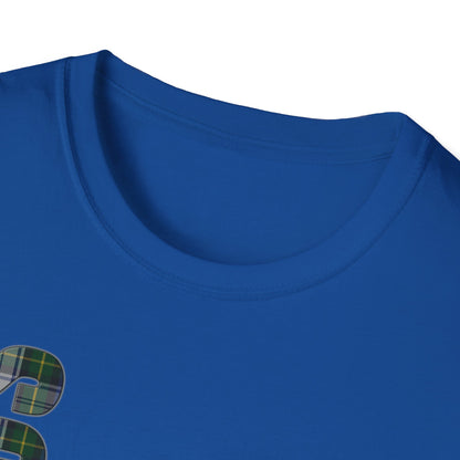 Tartan Scotland Lettering Softstyle Unisex T-Shirt, Gordon Dress Tartan Tee