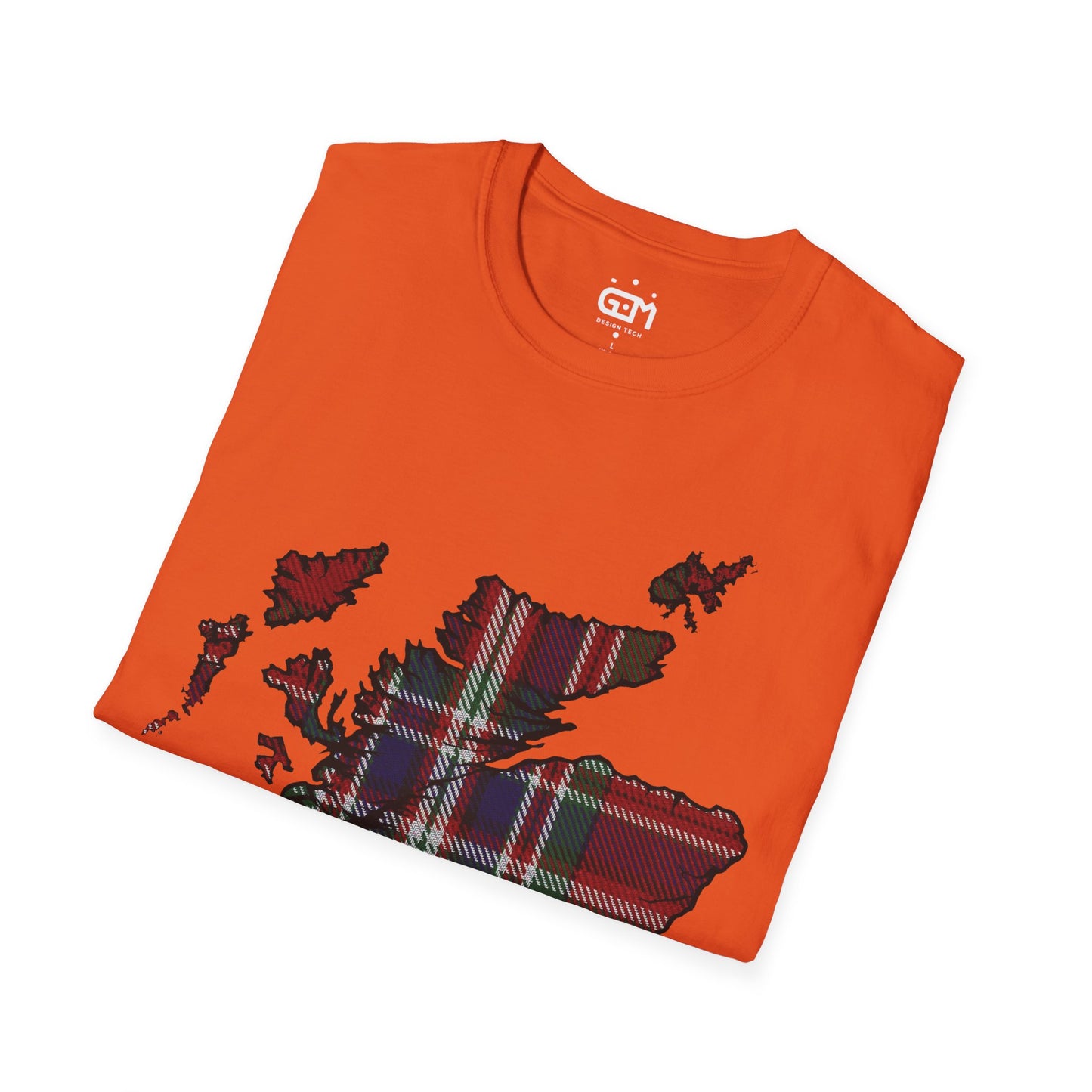 Scotland Tartan Map Softstyle Unisex T-Shirt, MacFarlane Tartan, Various Colours