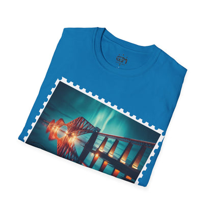 Postcard Forth Rail Bridge Art Softstyle T-Shirt, Unisex Tee, Scotland Shirt, Various Colours