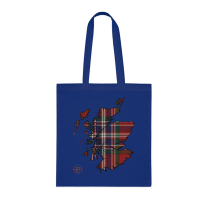 Reversible Scotland Tartan Map Cotton Tote Bag - MacFarlane Tartan