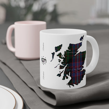 Scotland Tartan Map Mug - Rankin Tartan, Various Sizes