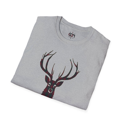 Tartan Stag Softstyle T-Shirt - Lindsay Tartan, Unisex Tee, Scottish Scenery, Various Colours