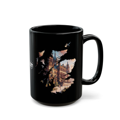 Glasgow Kelvingrove Art Gallery Scotland Map Mug, Coffee Cup, Tea Cup, Scottish Art, Scottish Nature, Scottish Landmarks, Black