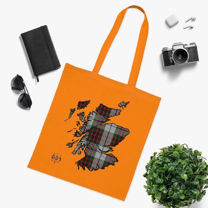 Reversible Scotland Tartan Map Cotton Tote Bag - Fraser Tartan