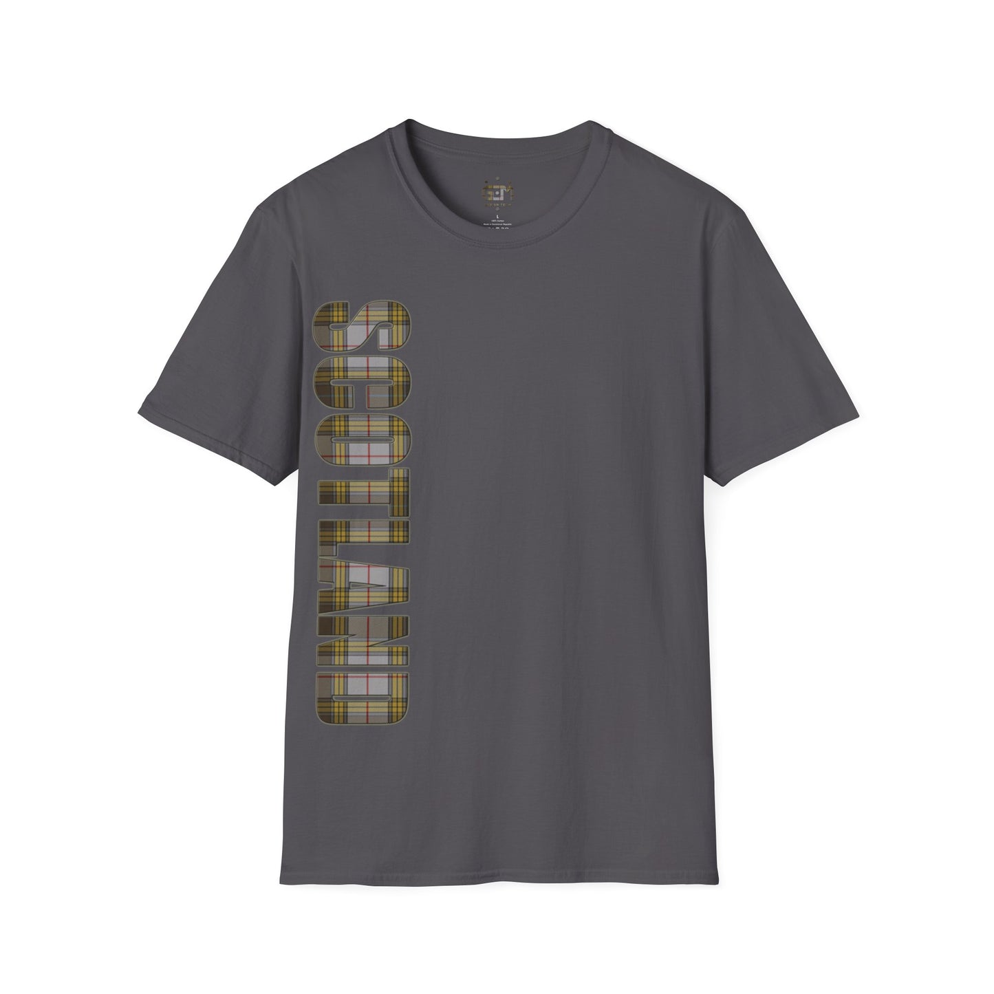 Scotland Lettering Buchanan Tartan Softstyle T-Shirt, Unisex Tee, Various Colours