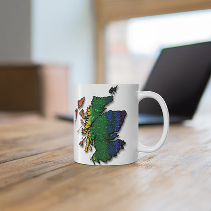 Scotland Map Pride Rain Mug, White