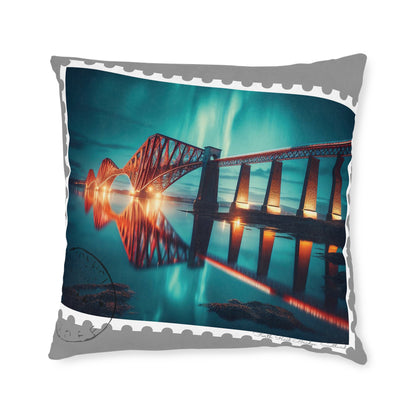 Forth Rail Bridge Art Stamp Square Cushion, Various Sizes