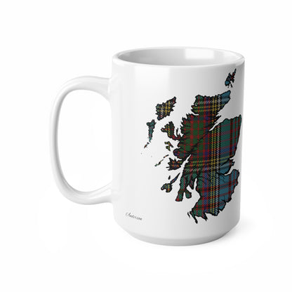 Anderson Tartan Scotland Map Mug, Coffee Cup, Tea Cup, Scotland, White