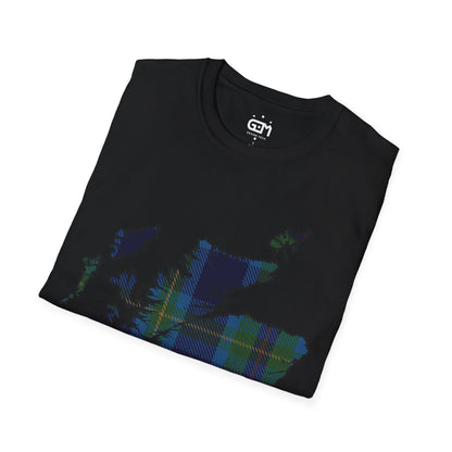 Scotland Tartan Map Softstyle Unisex T-Shirt, Miller Tartan, Various Colours