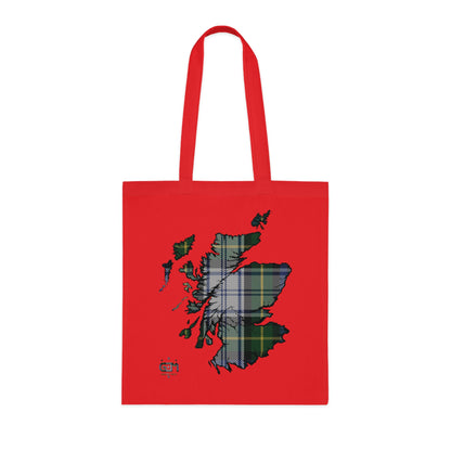 Reversible Scotland Tartan Map Cotton Tote Bag - Gordon Dress Tartan