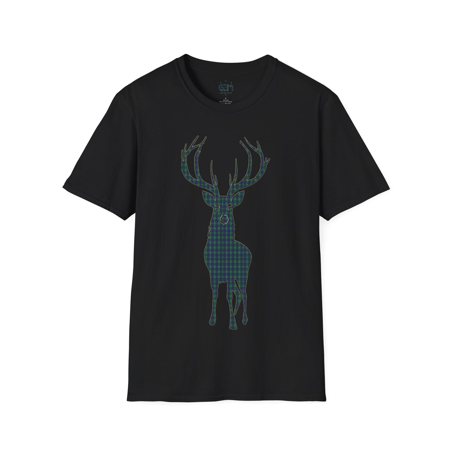 Tartan Stag Softstyle T-Shirt - Douglas Tartan, Unisex Tee, Scottish Scenery, Various Colours