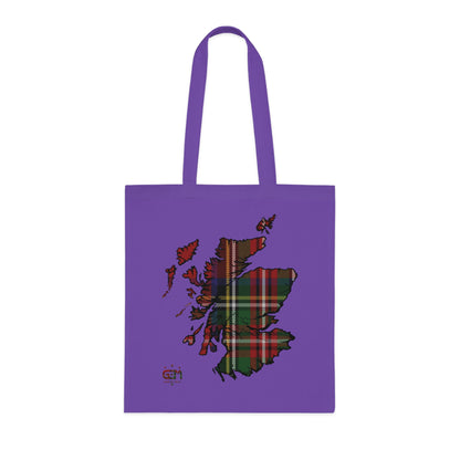 Reversible Scotland Tartan Map Cotton Tote Bag - Stewart Royal Tartan