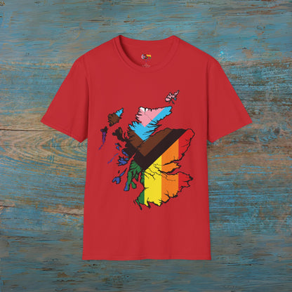 Pride Progress Scotland Map Unisex T-Shirt, Various Colours