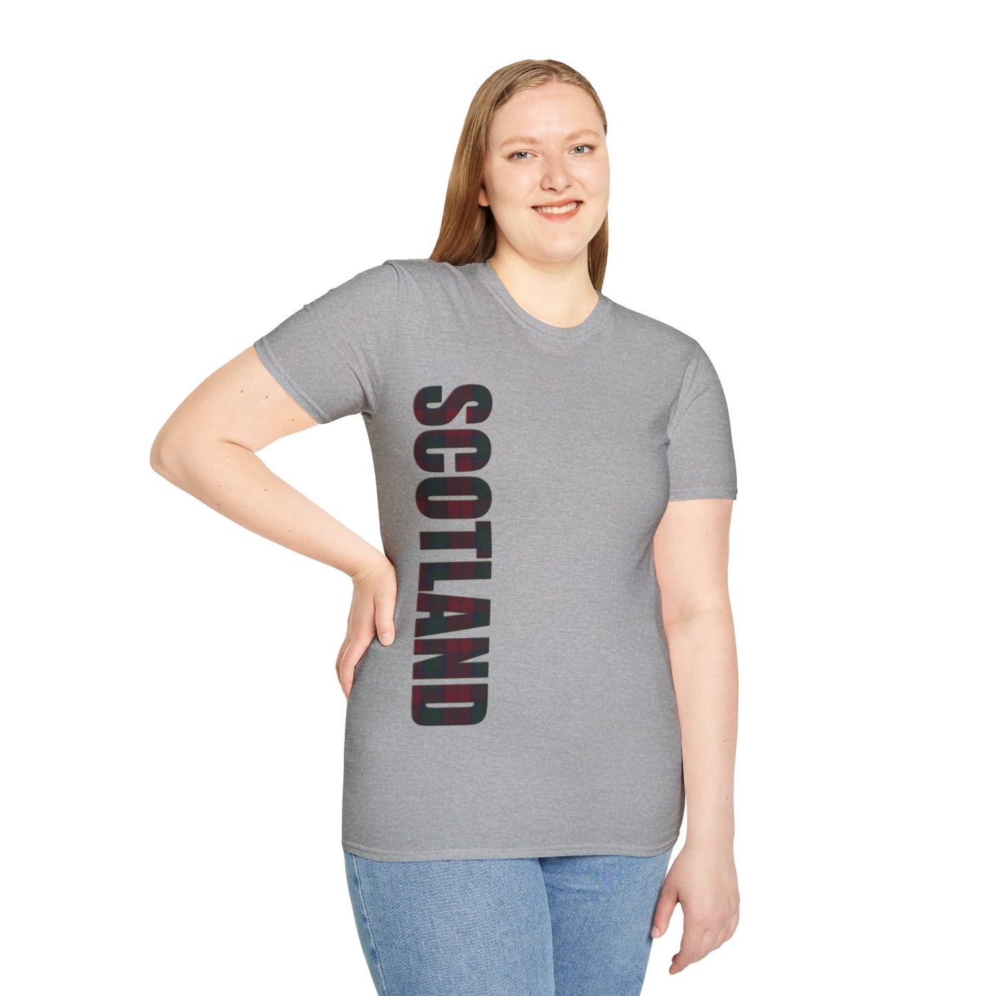 Scotland Lettering Lindsay Tartan Softstyle T-Shirt, Unisex Tee, Various Colours