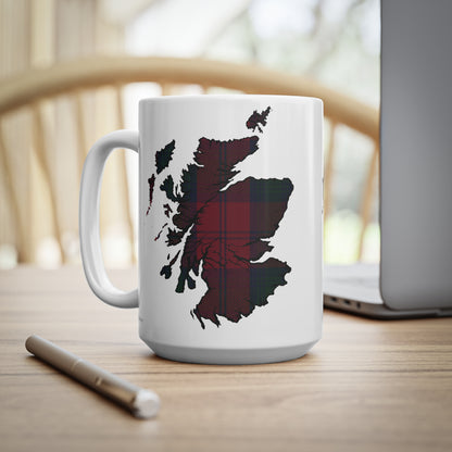 Lindsay Tartan Scotland Map Mug, Coffee Cup, Tea Cup, Scotland, White