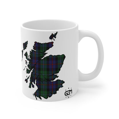 Argyle Tartan Scotland Map Mug, Coffee Cup, Tea Cup, Scotland, White