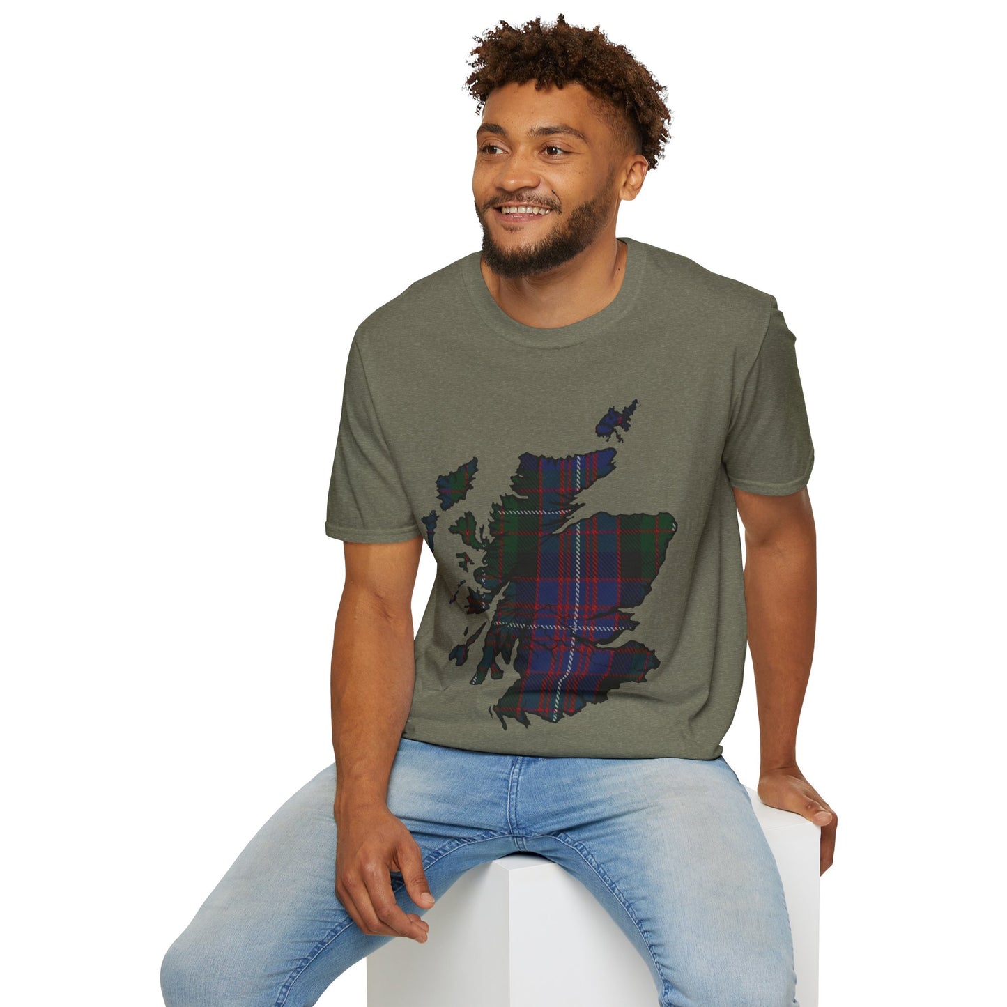 Scotland Tartan Map Softstyle Unisex T-Shirt, Rankin Tartan, Various Colours