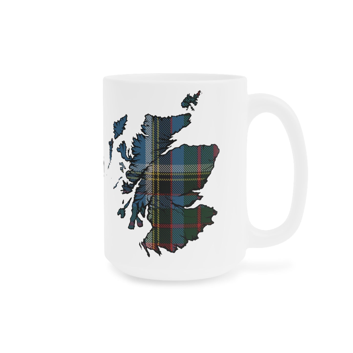 Scotland Tartan Map Mug - Anderson Old Tartan, Various Sizes