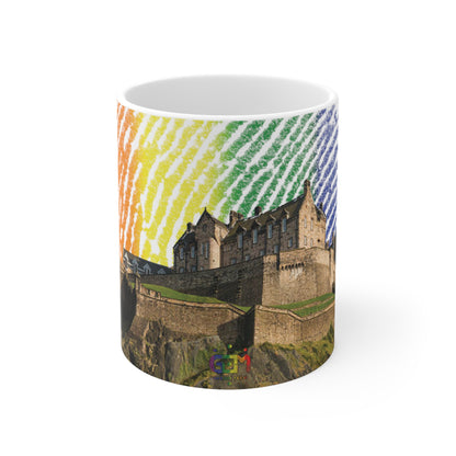 Edinburgh Castle Pride Fingerprint Sky Photo Mug, White