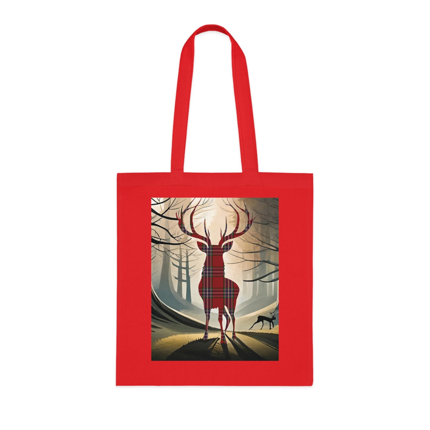 Reversible Scotland Tartan Stag Cotton Tote Bag - MacFarlane Tartan