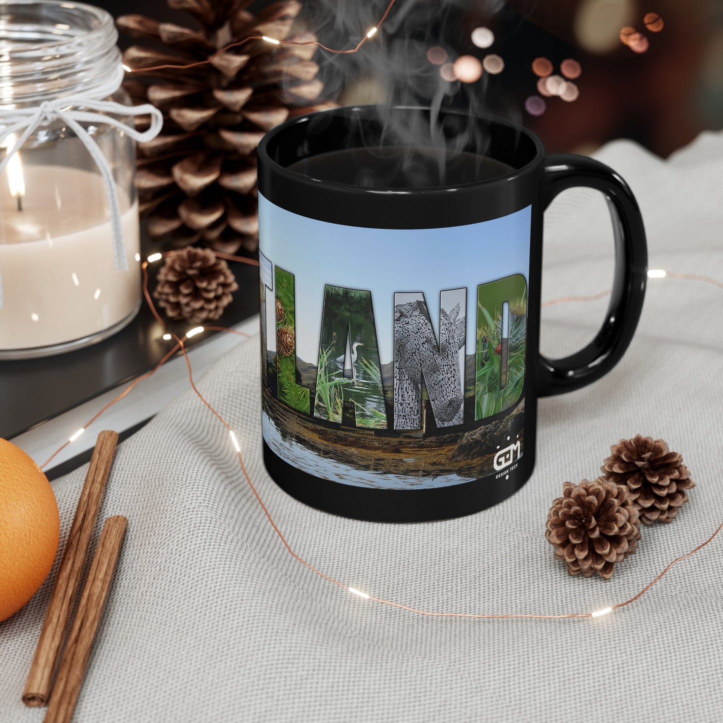 Eilean Donan Castle Scotland Mug, Coffee Cup, Tea Cup, Scottish Art, Scottish Landmarks, Scottish Nature, Black