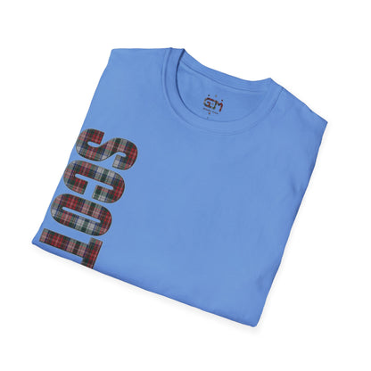 Scotland Lettering Stewart Tartan Softstyle T-Shirt, Unisex Tee, Various Colours