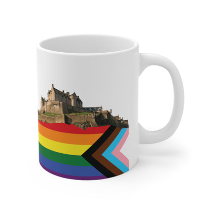 Pride Progress Rock Edinburgh Castle Photo Mug, White