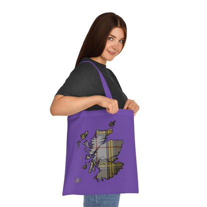 Reversible Scotland Tartan Map Cotton Tote Bag - Buchanan Tartan