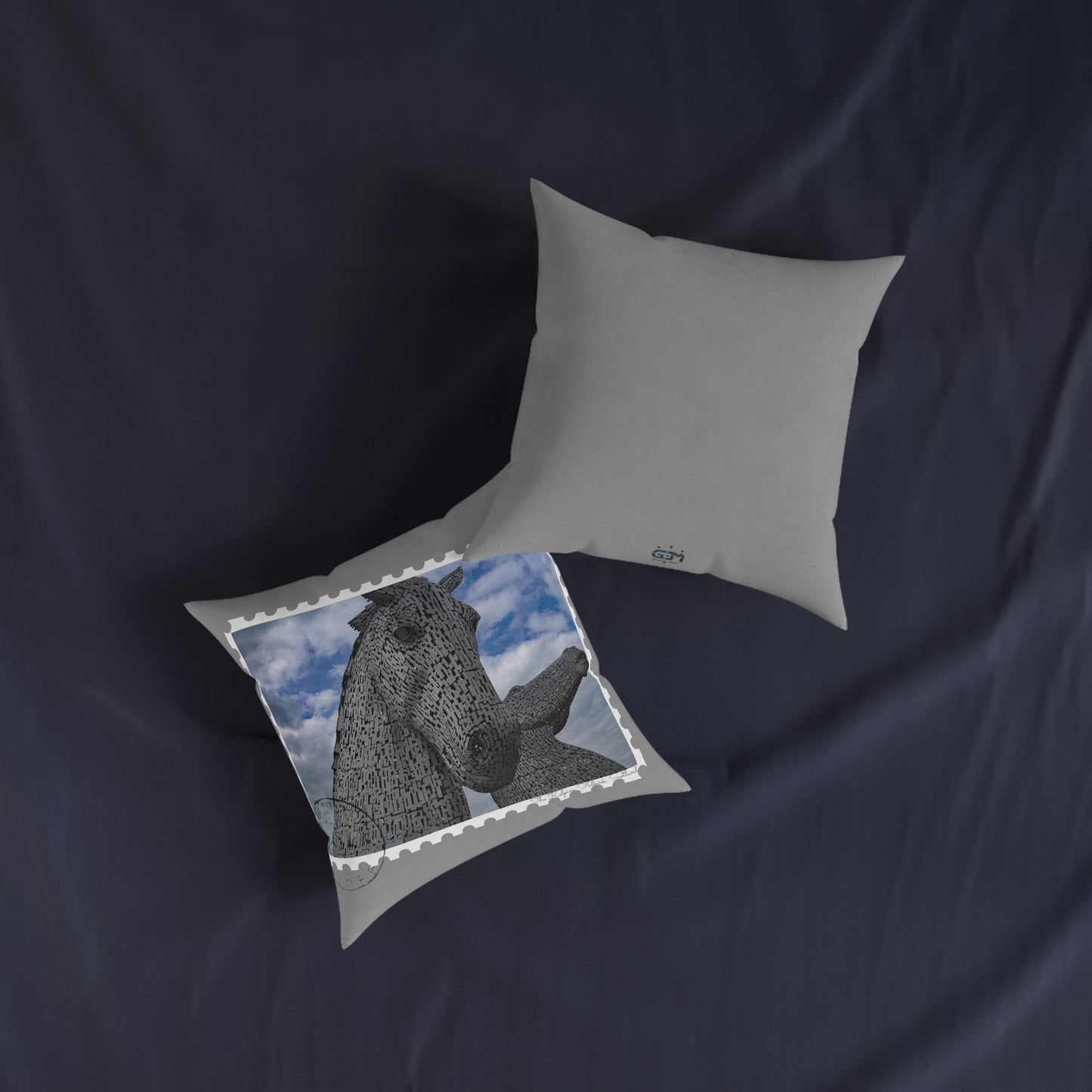 The Kelpies Photo Stamp Square Cushion, Various Sizes