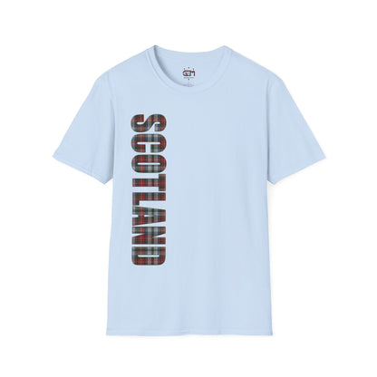 Scotland Lettering Tartan Softstyle Unisex T-Shirt, Stewart Tartan Tee