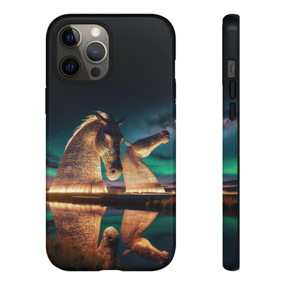 Kelpies Northern Lights Art Phone Case, Scotland, Apple