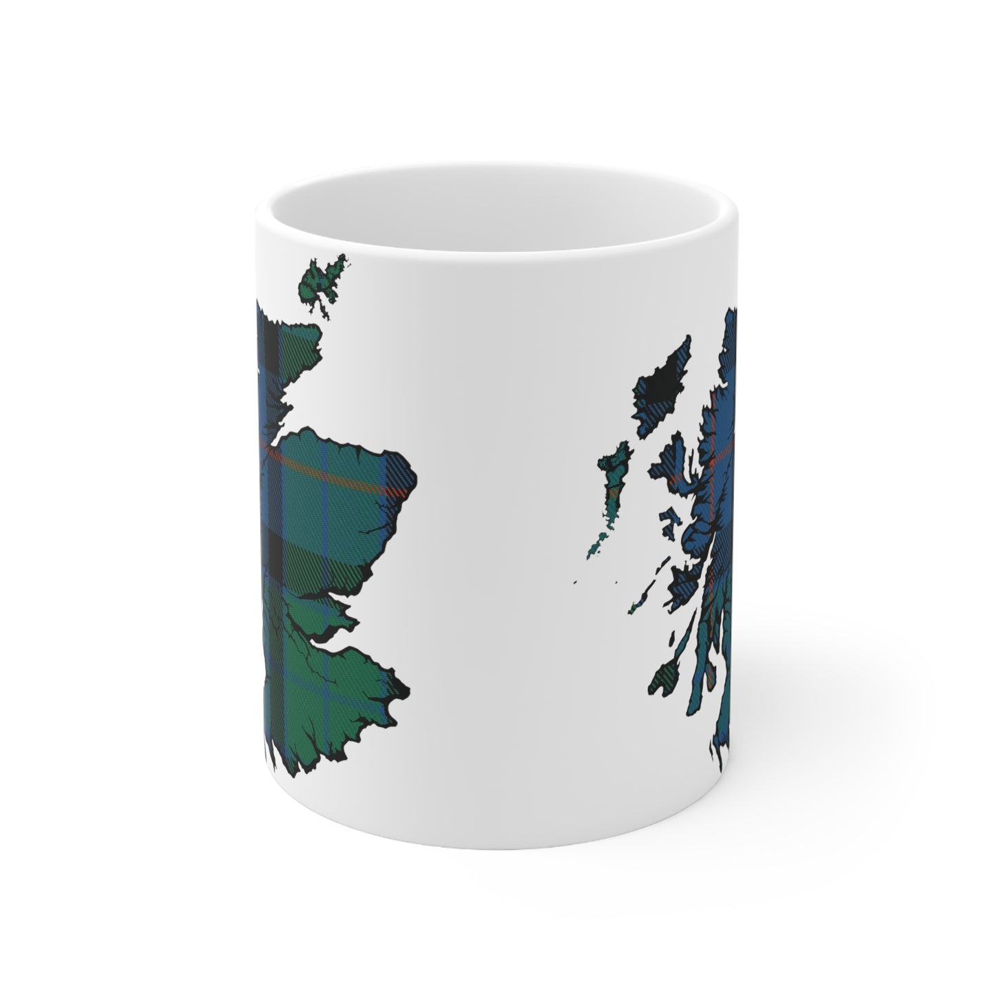 Flower of Scotland Tartan Scotland Map Mug, Coffee Cup, Tea Cup, Scotland, White