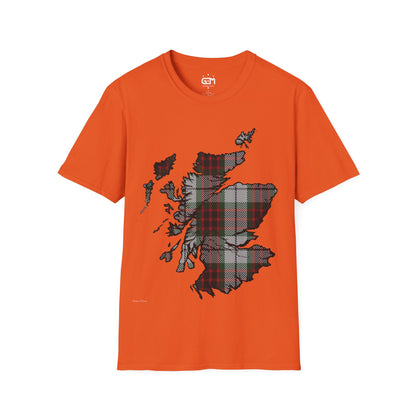 Scotland Tartan Map Softstyle Unisex T-Shirt, Fraser Dress Tartan, Various Colours