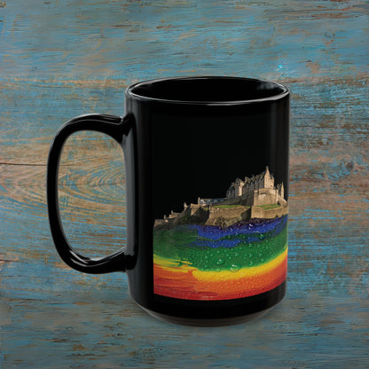 Pride Rain Rock Edinburgh Castle Photo Mug, Black