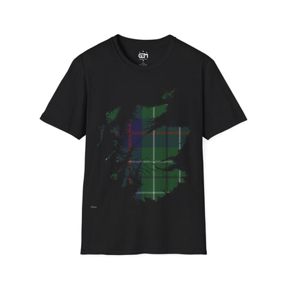 Scotland Tartan Map Softstyle Unisex T-Shirt, Duncan Tartan, Various Colours