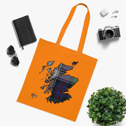 Reversible Scotland Tartan Map Cotton Tote Bag - Argyle Dress Tartan