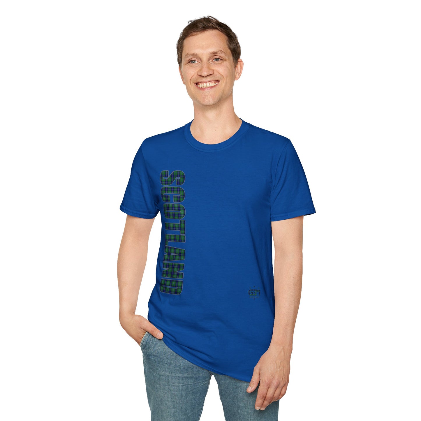 Tartan Scotland Lettering Softstyle Unisex T-Shirt, Douglas Tartan Tee