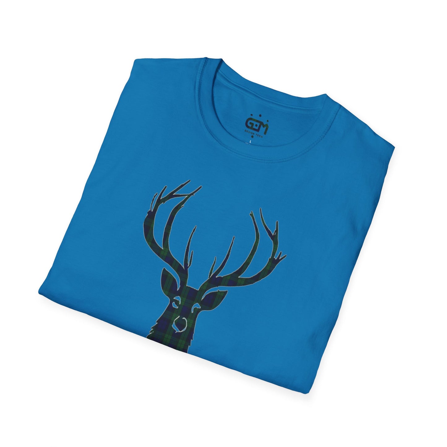 Tartan Stag Softstyle T-Shirt - Black Watch Tartan, Unisex Tee, Scottish Scenery, Various Colours