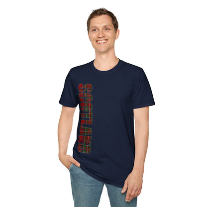 Scotland Lettering Tartan Softstyle Unisex T-Shirt, Stewart Royal Tartan Tee